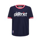 NBA WASHINGTON WIZARDS CLASSIC T-SHIRT CÔTELÉ RAYÉ À MANCHES COURTES POUR GARÇON JUNIOR (MARINE MINUIT/ROUGE)