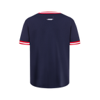 NBA WASHINGTON WIZARDS CLASSIC T-SHIRT CÔTELÉ RAYÉ À MANCHES COURTES POUR GARÇON JUNIOR (MARINE MINUIT/ROUGE)