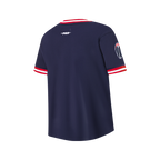 NBA WASHINGTON WIZARDS CLASSIC T-SHIRT CÔTELÉ RAYÉ À MANCHES COURTES POUR GARÇON JUNIOR (MARINE MINUIT/ROUGE)