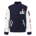 NBA WASHINGTON WIZARDS CLASSIC BIG BOY'S WOOL VARSITY JACKET (MIDNIGHT NAVY/WHITE)