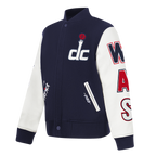 NBA WASHINGTON WIZARDS CLASSIC BIG BOY'S WOOL VARSITY JACKET (MIDNIGHT NAVY/WHITE)