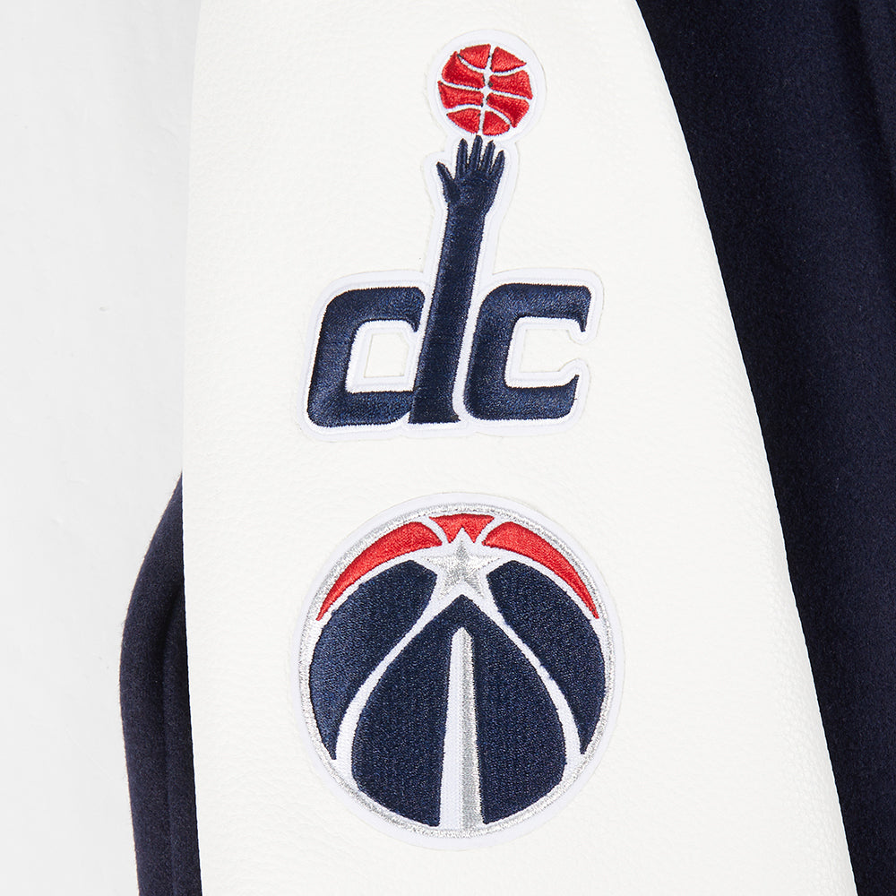 NBA WASHINGTON WIZARDS CLASSIC BIG BOY'S WOOL VARSITY JACKET (MIDNIGHT NAVY/WHITE)