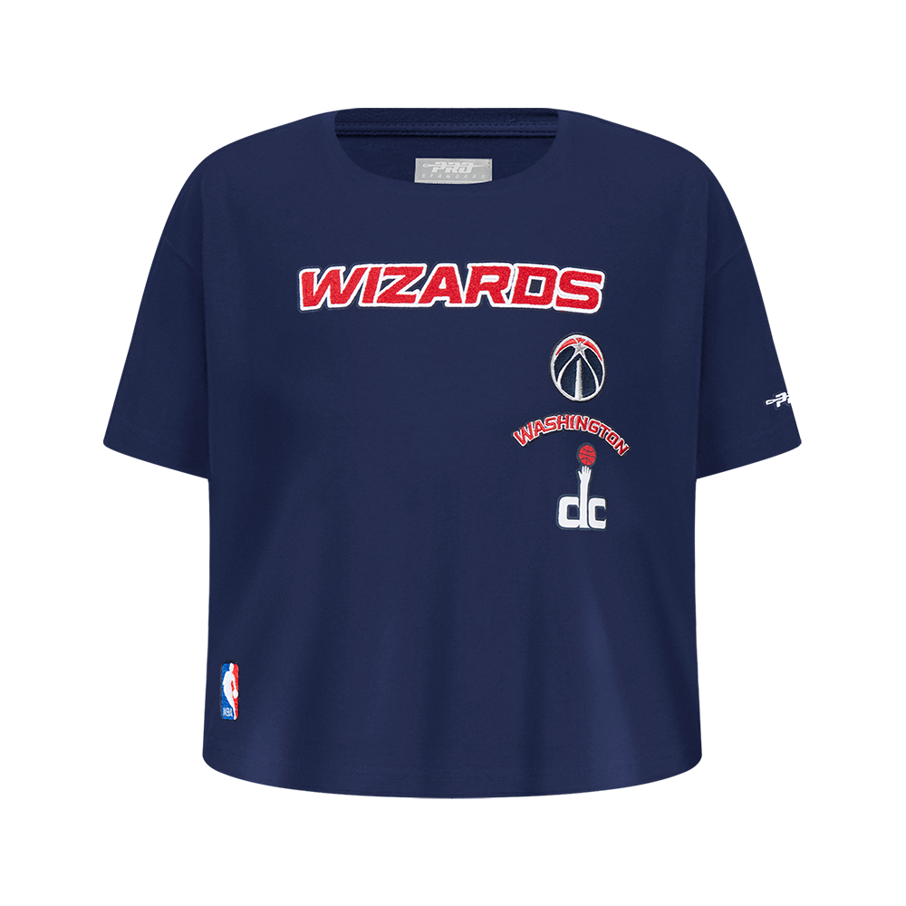 NBA WASHINGTON WIZARDS RETRO CLASSIC T-SHIRT À COUPE CARRÉE À MANCHES COURTES POUR FILLE JUNIOR (MARINE MINUIT)