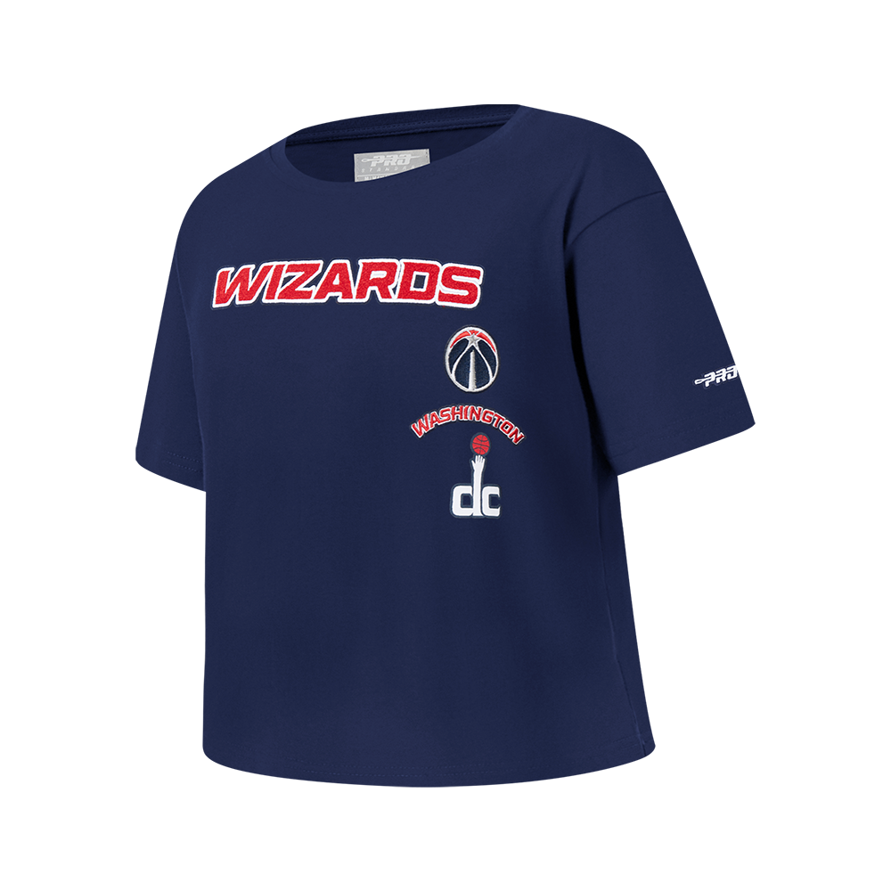 NBA WASHINGTON WIZARDS RETRO CLASSIC T-SHIRT À COUPE CARRÉE À MANCHES COURTES POUR FILLE JUNIOR (MARINE MINUIT)