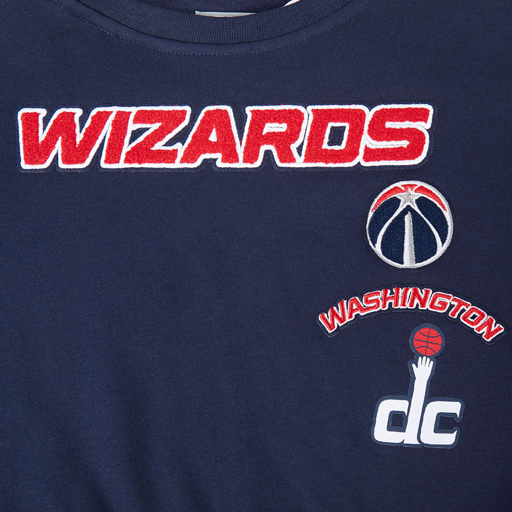 NBA WASHINGTON WIZARDS RETRO CLASSIC CHANDAIL À COL ROND EN MOLLETON CÔTELÉ POUR FILLE JUNIOR (MARINE MINUIT/ROUGE/MARINE MINUIT)