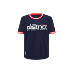 NBA WASHINGTON WIZARDS CLASSIC T-SHIRT CÔTELÉ RAYÉ À MANCHES COURTES POUR GARÇON ENFANT (MARINE MINUIT/ROUGE)
