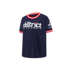 NBA WASHINGTON WIZARDS CLASSIC T-SHIRT CÔTELÉ RAYÉ À MANCHES COURTES POUR GARÇON ENFANT (MARINE MINUIT/ROUGE)