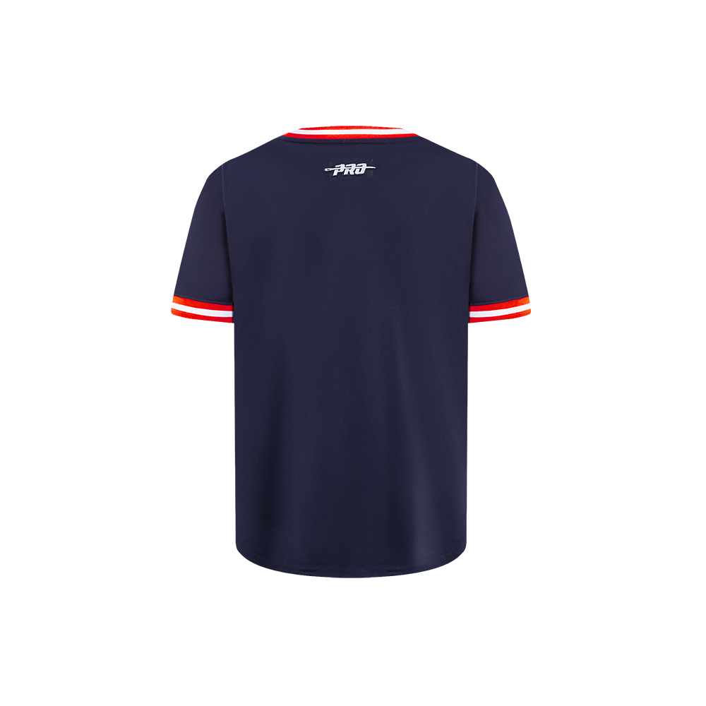 NBA WASHINGTON WIZARDS CLASSIC T-SHIRT CÔTELÉ RAYÉ À MANCHES COURTES POUR GARÇON ENFANT (MARINE MINUIT/ROUGE)