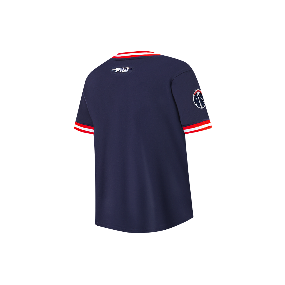NBA WASHINGTON WIZARDS CLASSIC T-SHIRT CÔTELÉ RAYÉ À MANCHES COURTES POUR GARÇON ENFANT (MARINE MINUIT/ROUGE)