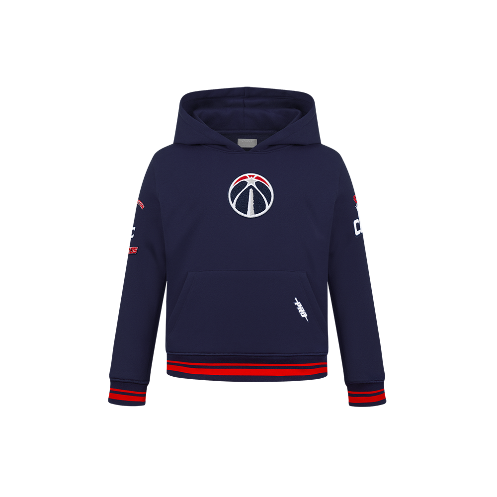 NBA WASHINGTON WIZARDS RETRO CLASSIC CHANDAIL À CAPUCHON EN MOLLETON CÔTELÉ POUR GARÇON ENFANT (MARINE MINUIT/ROUGE/MARINE MINUIT)