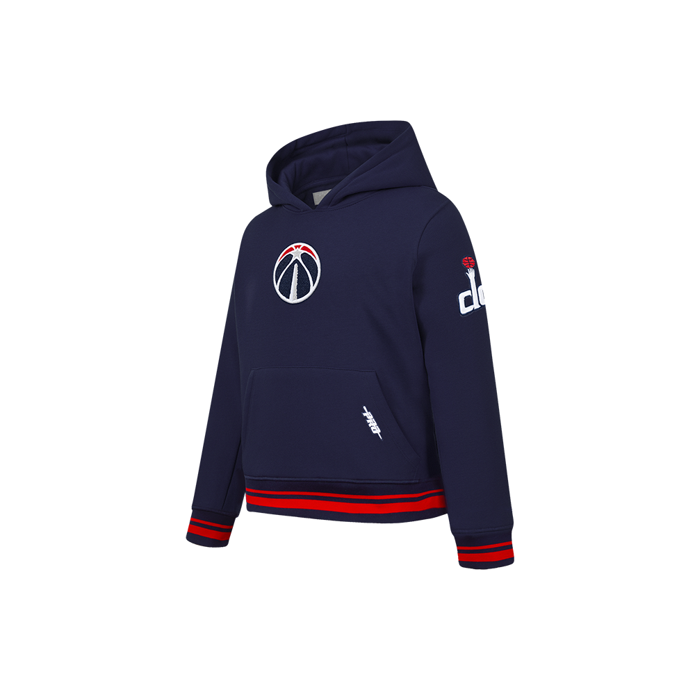 NBA WASHINGTON WIZARDS RETRO CLASSIC LITTLE BOYS RIB FLEECE PULLOVER HOODIE (MIDNIGHT NAVY/RED/MIDNIGHT NAVY)