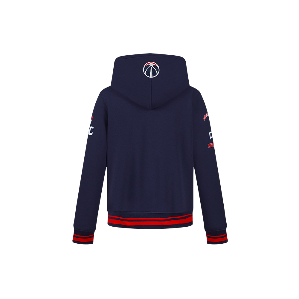 NBA WASHINGTON WIZARDS RETRO CLASSIC CHANDAIL À CAPUCHON EN MOLLETON CÔTELÉ POUR GARÇON ENFANT (MARINE MINUIT/ROUGE/MARINE MINUIT)