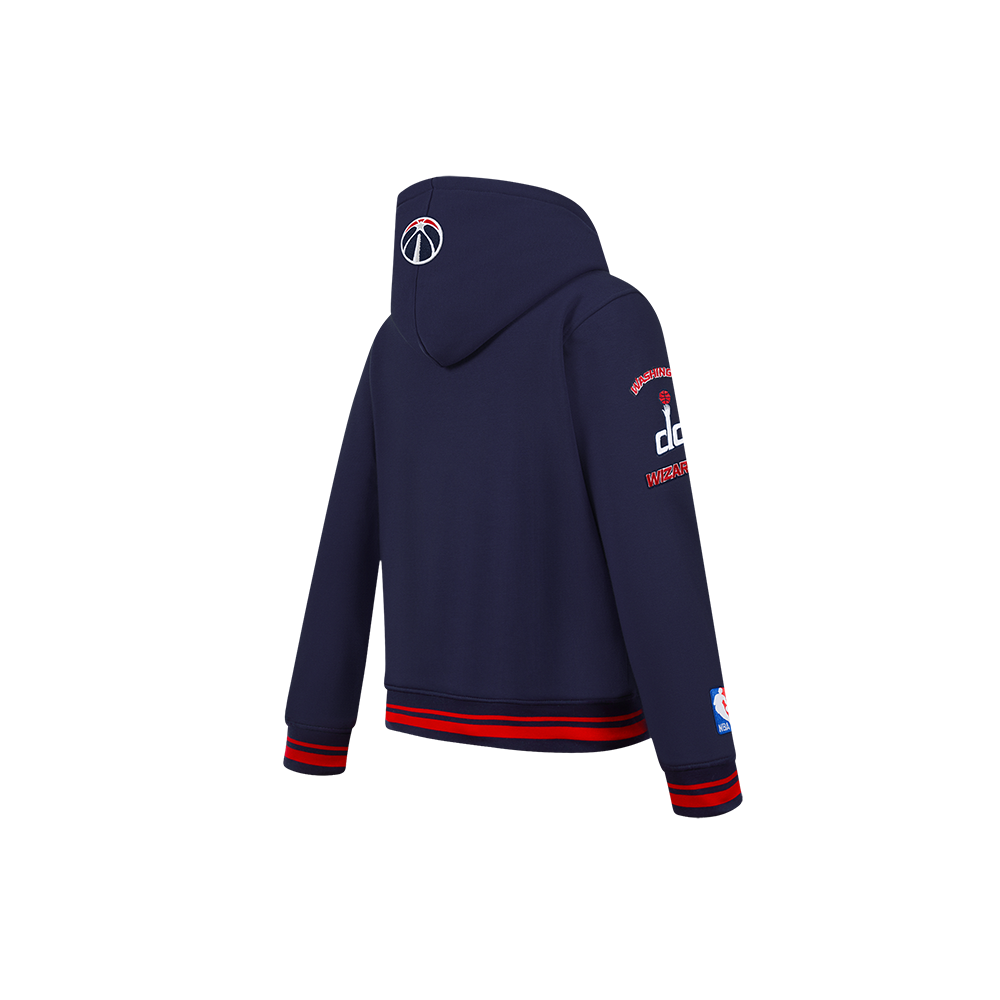NBA WASHINGTON WIZARDS RETRO CLASSIC CHANDAIL À CAPUCHON EN MOLLETON CÔTELÉ POUR GARÇON ENFANT (MARINE MINUIT/ROUGE/MARINE MINUIT)