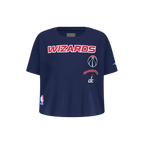 NBA WASHINGTON WIZARDS RETRO CLASSIC LITTLE GIRL'S SHORT SLEEVE BOXY TEE (MIDNIGHT NAVY)