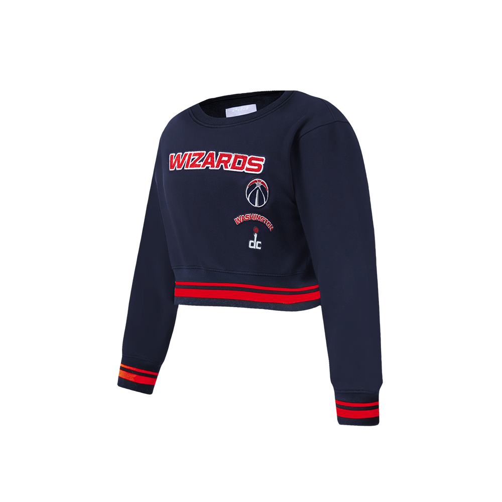 NBA WASHINGTON WIZARDS RETRO CLASSIC LITTLE GIRL'S RIB FLEECE CREWNECK (MIDNIGHT NAVY/RED/MIDNIGHT NAVY)