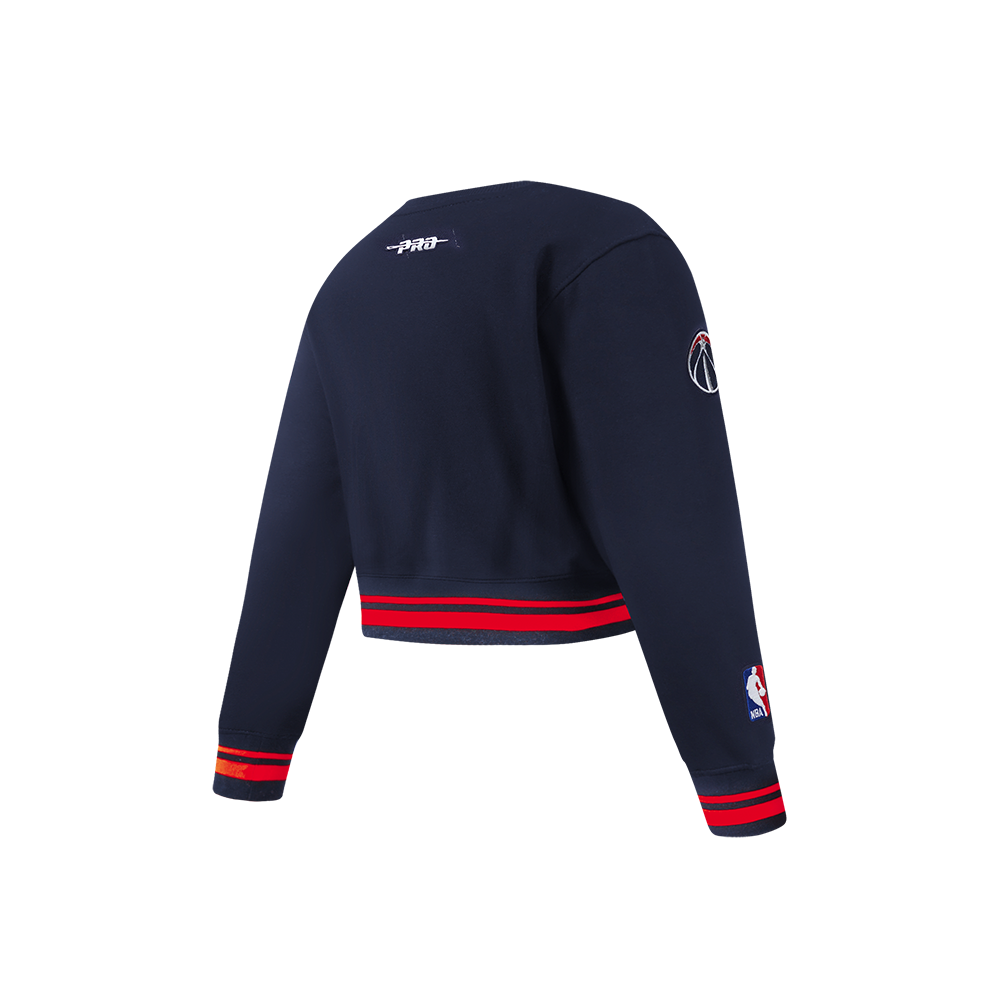 NBA WASHINGTON WIZARDS RETRO CLASSIC LITTLE GIRL'S RIB FLEECE CREWNECK (MIDNIGHT NAVY/RED/MIDNIGHT NAVY)