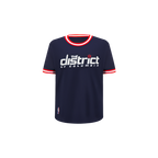 NBA WASHINGTON WIZARDS CLASSIC T-SHIRT CÔTELÉ RAYÉ À MANCHES COURTES POUR GARÇON BAMBIN (MARINE MINUIT/ROUGE)