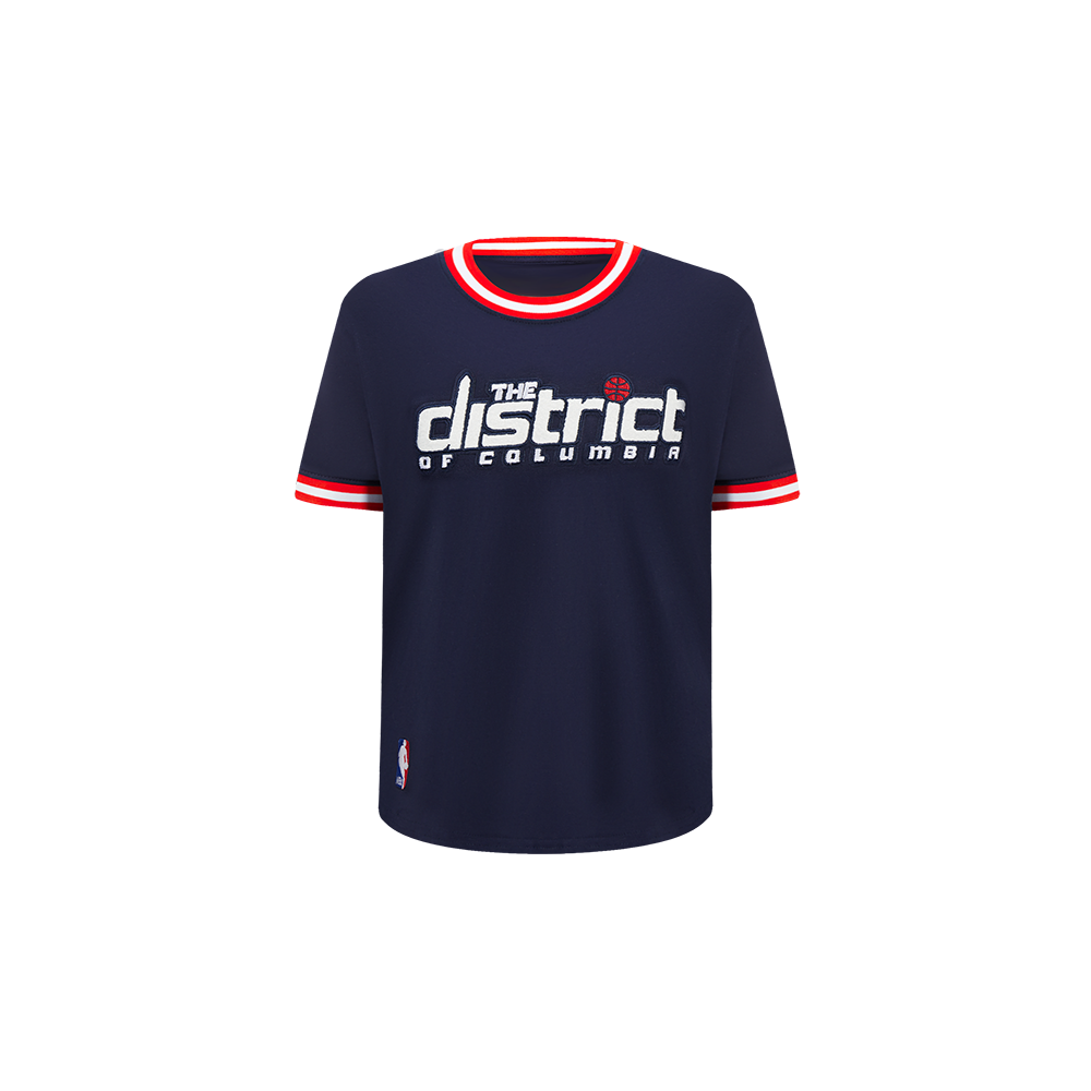 NBA WASHINGTON WIZARDS CLASSIC T-SHIRT CÔTELÉ RAYÉ À MANCHES COURTES POUR GARÇON BAMBIN (MARINE MINUIT/ROUGE)