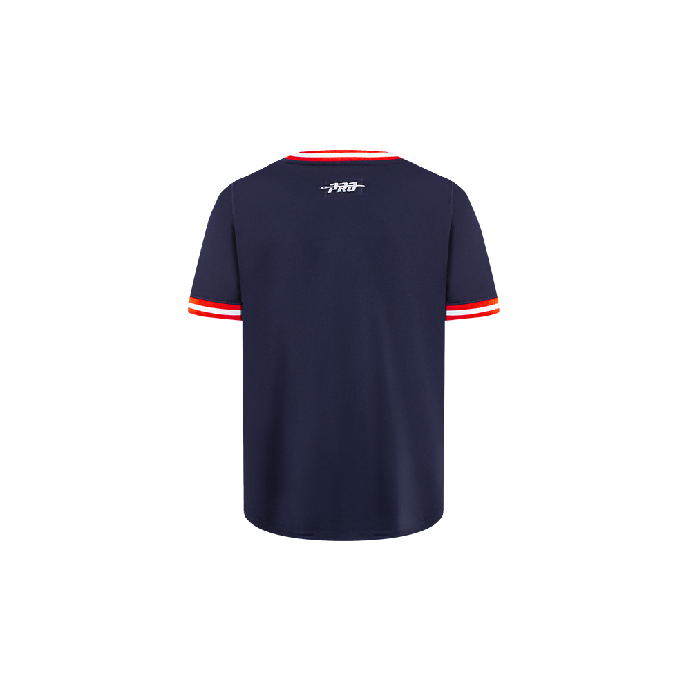 NBA WASHINGTON WIZARDS CLASSIC T-SHIRT CÔTELÉ RAYÉ À MANCHES COURTES POUR GARÇON BAMBIN (MARINE MINUIT/ROUGE)