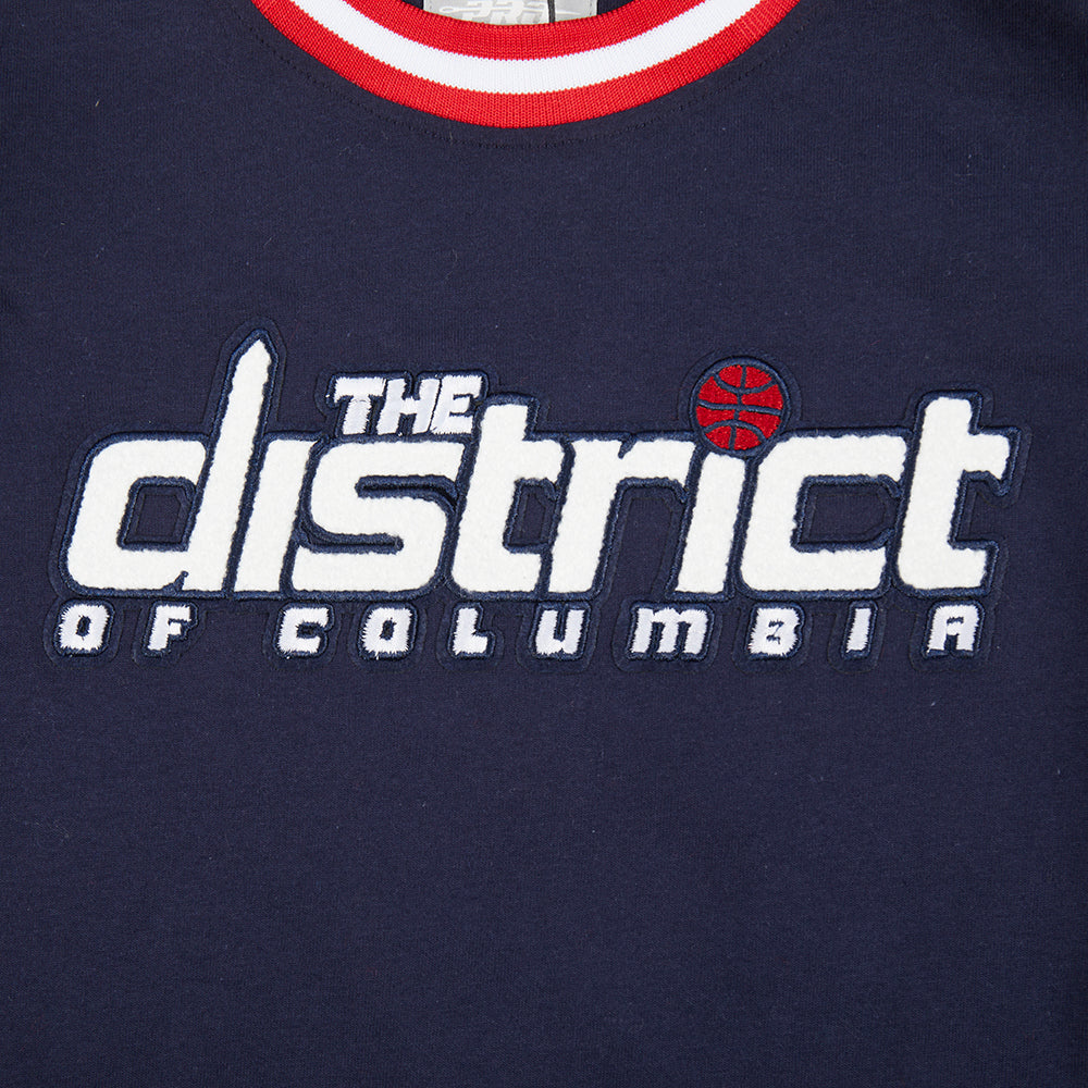 NBA WASHINGTON WIZARDS CLASSIC T-SHIRT CÔTELÉ RAYÉ À MANCHES COURTES POUR GARÇON BAMBIN (MARINE MINUIT/ROUGE)