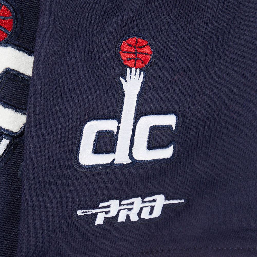 NBA WASHINGTON WIZARDS CLASSIC T-SHIRT CÔTELÉ RAYÉ À MANCHES COURTES POUR GARÇON BAMBIN (MARINE MINUIT/ROUGE)