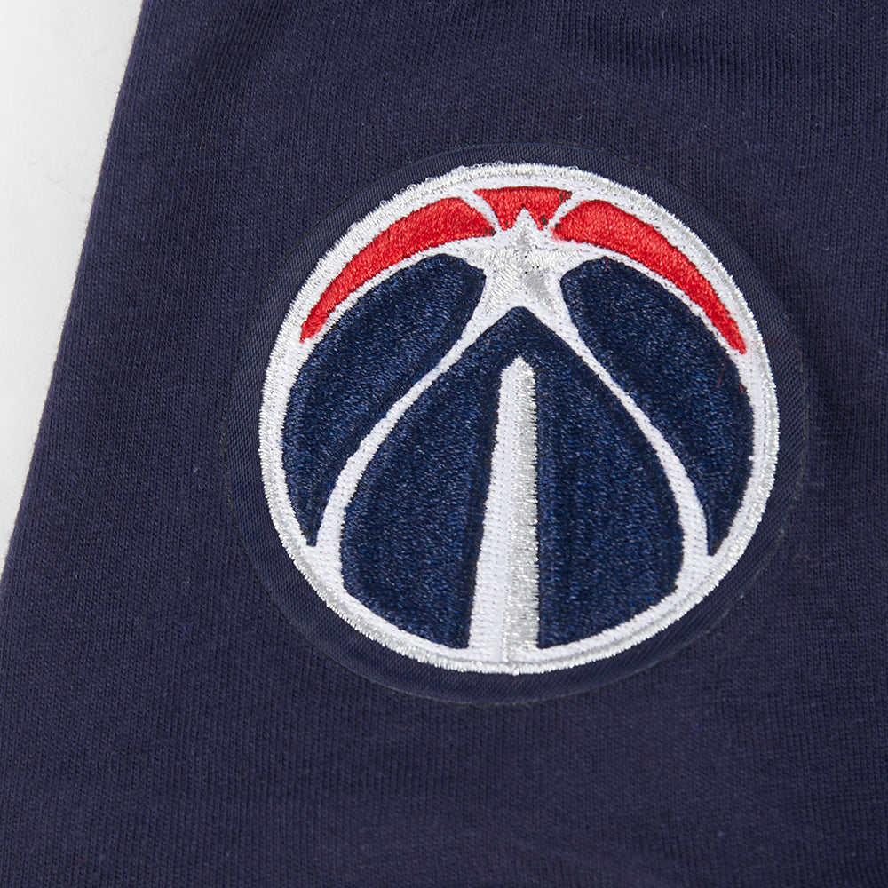 NBA WASHINGTON WIZARDS CLASSIC T-SHIRT CÔTELÉ RAYÉ À MANCHES COURTES POUR GARÇON BAMBIN (MARINE MINUIT/ROUGE)