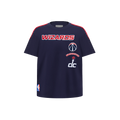 NBA WASHINGTON WIZARDS RETRO CLASSIC T-SHIRT À BANDES À MANCHES COURTES POUR GARÇON BAMBIN (MARINE MINUIT/ROUGE)