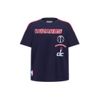 NBA WASHINGTON WIZARDS RETRO CLASSIC T-SHIRT À BANDES À MANCHES COURTES POUR GARÇON BAMBIN (MARINE MINUIT/ROUGE)