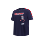NBA WASHINGTON WIZARDS RETRO CLASSIC T-SHIRT À BANDES À MANCHES COURTES POUR GARÇON BAMBIN (MARINE MINUIT/ROUGE)