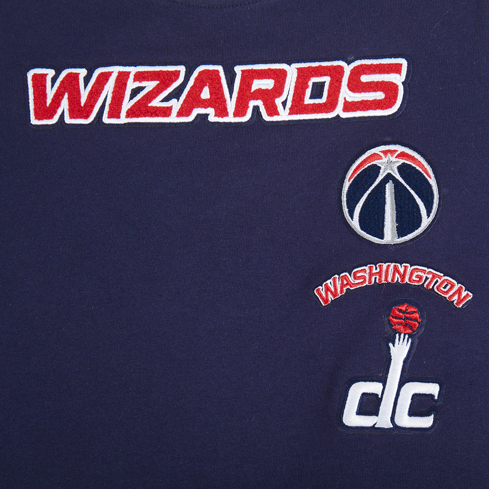 NBA WASHINGTON WIZARDS RETRO CLASSIC T-SHIRT À BANDES À MANCHES COURTES POUR GARÇON BAMBIN (MARINE MINUIT/ROUGE)