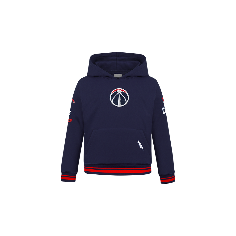 NBA WASHINGTON WIZARDS RETRO CLASSIC CHANDAIL À CAPUCHON EN MOLLETON CÔTELÉ POUR GARÇON BAMBIN (MARINE MINUIT/ROUGE/MARINE MINUIT)