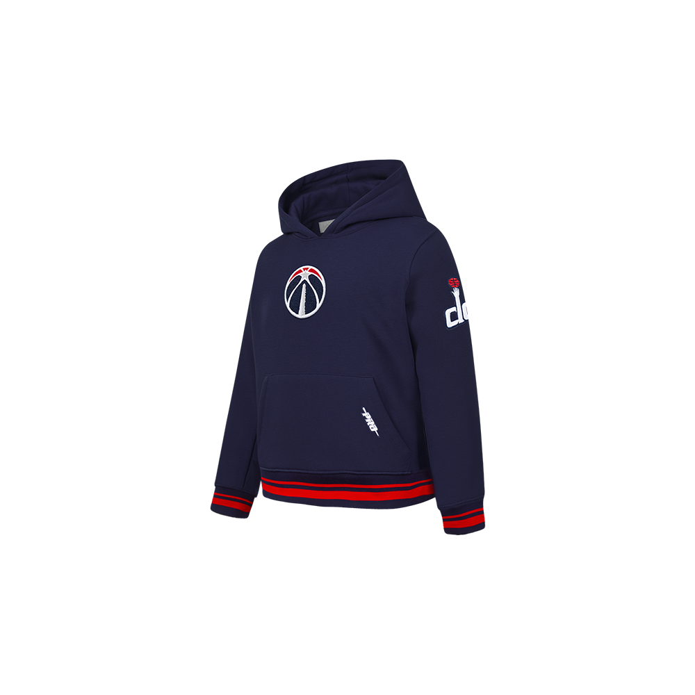 NBA WASHINGTON WIZARDS RETRO CLASSIC CHANDAIL À CAPUCHON EN MOLLETON CÔTELÉ POUR GARÇON BAMBIN (MARINE MINUIT/ROUGE/MARINE MINUIT)
