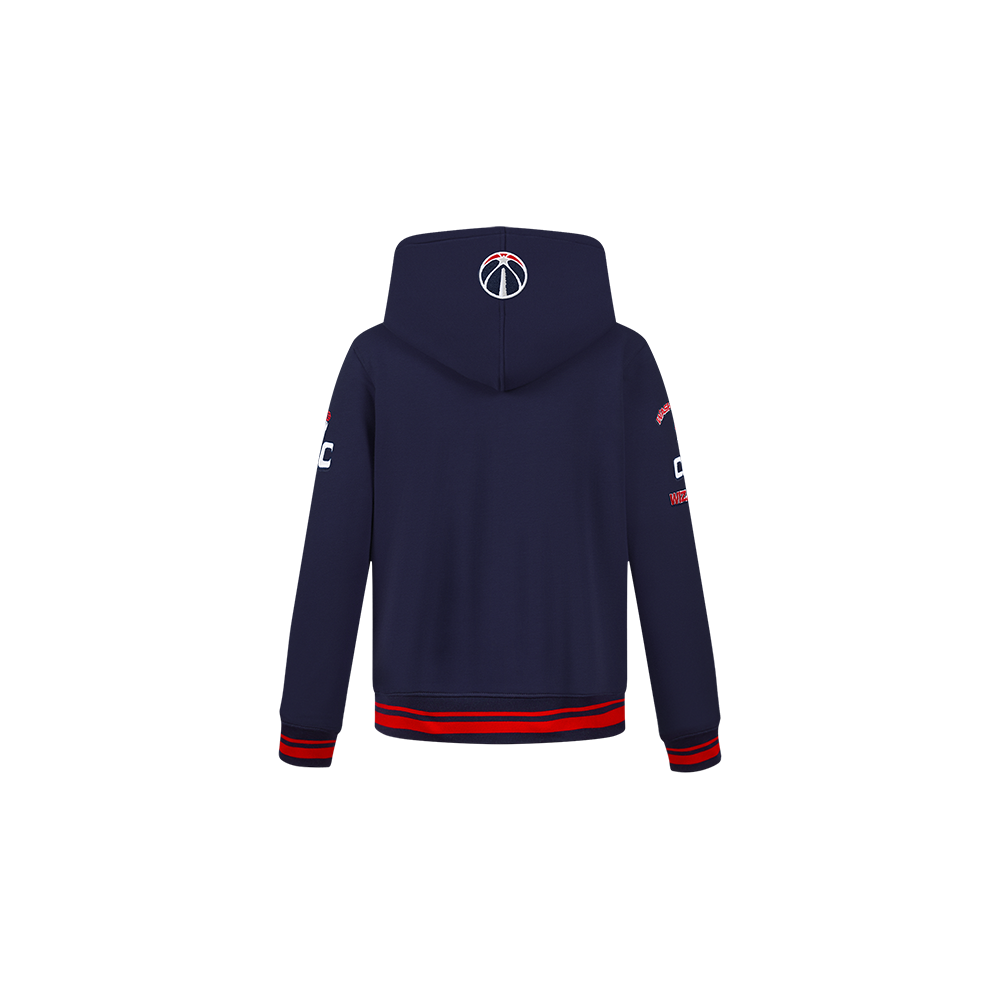 NBA WASHINGTON WIZARDS RETRO CLASSIC CHANDAIL À CAPUCHON EN MOLLETON CÔTELÉ POUR GARÇON BAMBIN (MARINE MINUIT/ROUGE/MARINE MINUIT)