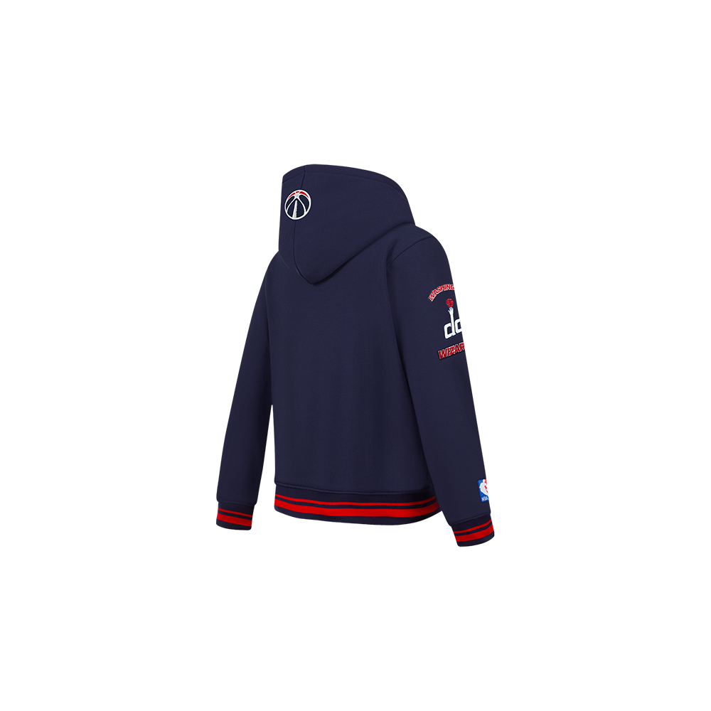 NBA WASHINGTON WIZARDS RETRO CLASSIC CHANDAIL À CAPUCHON EN MOLLETON CÔTELÉ POUR GARÇON BAMBIN (MARINE MINUIT/ROUGE/MARINE MINUIT)
