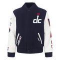 NBA WASHINGTON WIZARDS CLASSIC BLOUSON COLLÉGIAL EN LAINE POUR GARÇON BAMBIN (MARINE MINUIT/BLANC)