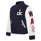 NBA WASHINGTON WIZARDS CLASSIC BLOUSON COLLÉGIAL EN LAINE POUR GARÇON BAMBIN (MARINE MINUIT/BLANC)