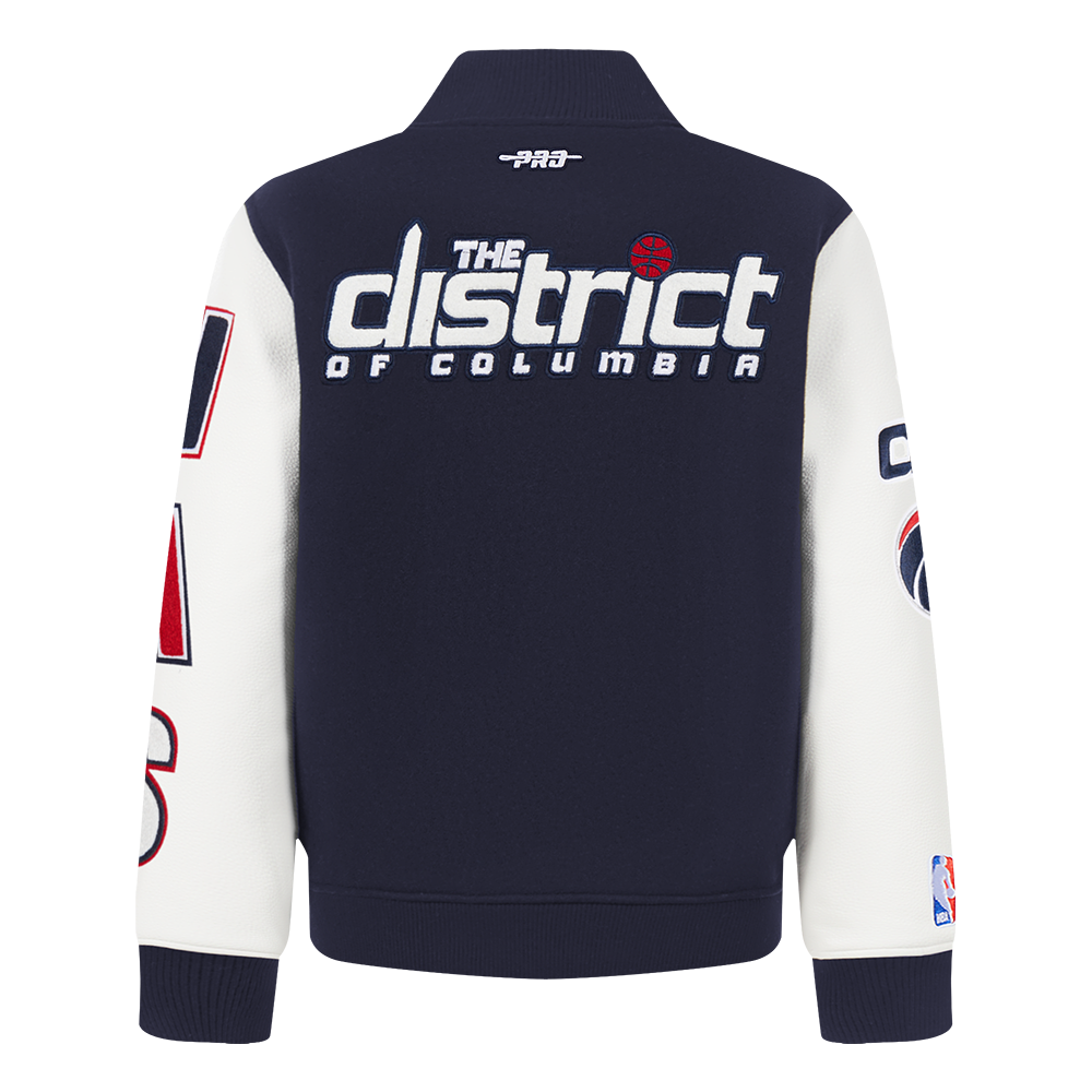 NBA WASHINGTON WIZARDS CLASSIC BLOUSON COLLÉGIAL EN LAINE POUR GARÇON BAMBIN (MARINE MINUIT/BLANC)