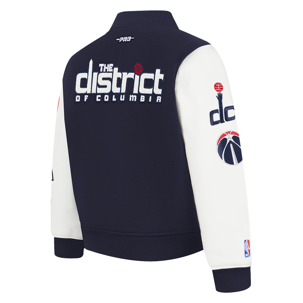 NBA WASHINGTON WIZARDS CLASSIC BLOUSON COLLÉGIAL EN LAINE POUR GARÇON BAMBIN (MARINE MINUIT/BLANC)