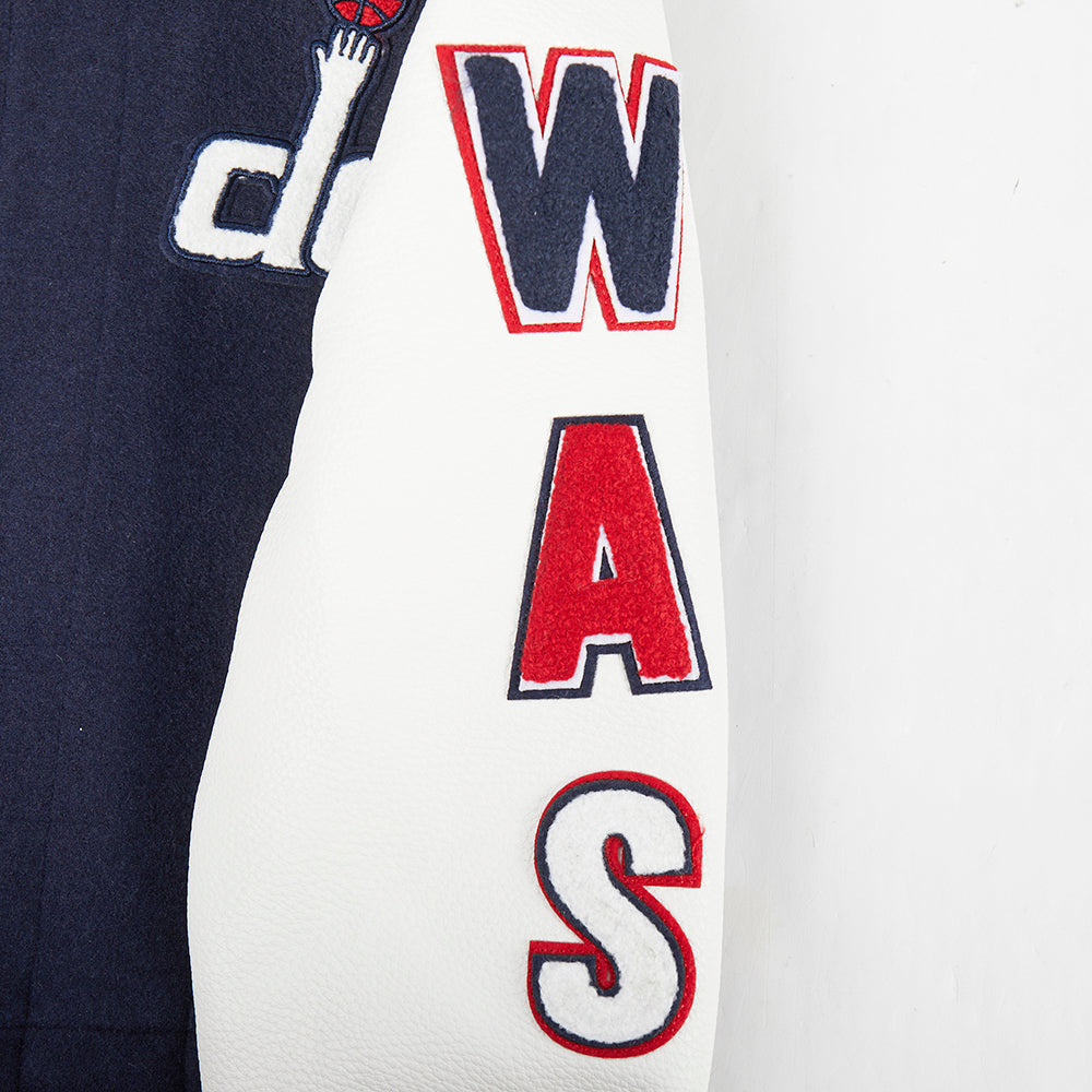 NBA WASHINGTON WIZARDS CLASSIC BLOUSON COLLÉGIAL EN LAINE POUR GARÇON BAMBIN (MARINE MINUIT/BLANC)