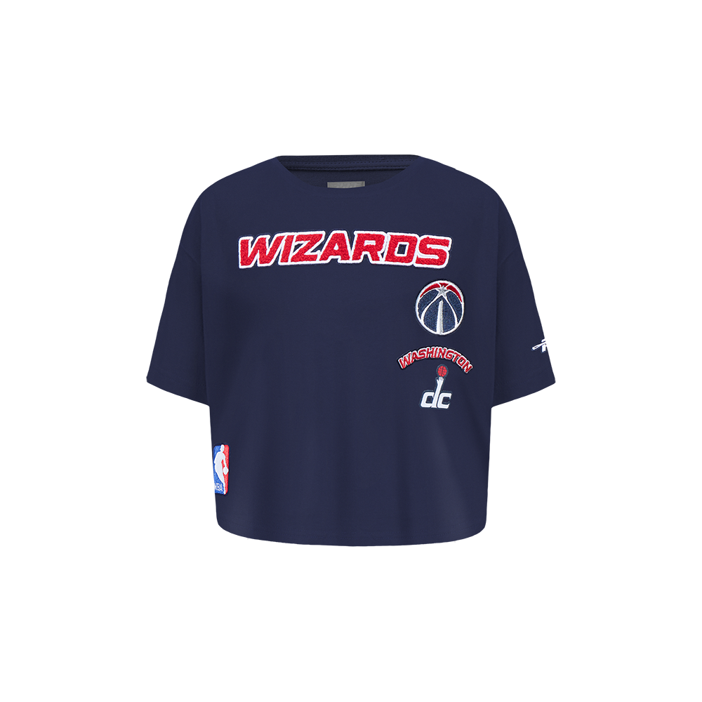 NBA WASHINGTON WIZARDS RETRO CLASSIC T-SHIRT À COUPE CARRÉE À MANCHES COURTES POUR FILLE BAMBIN (MARINE MINUIT)