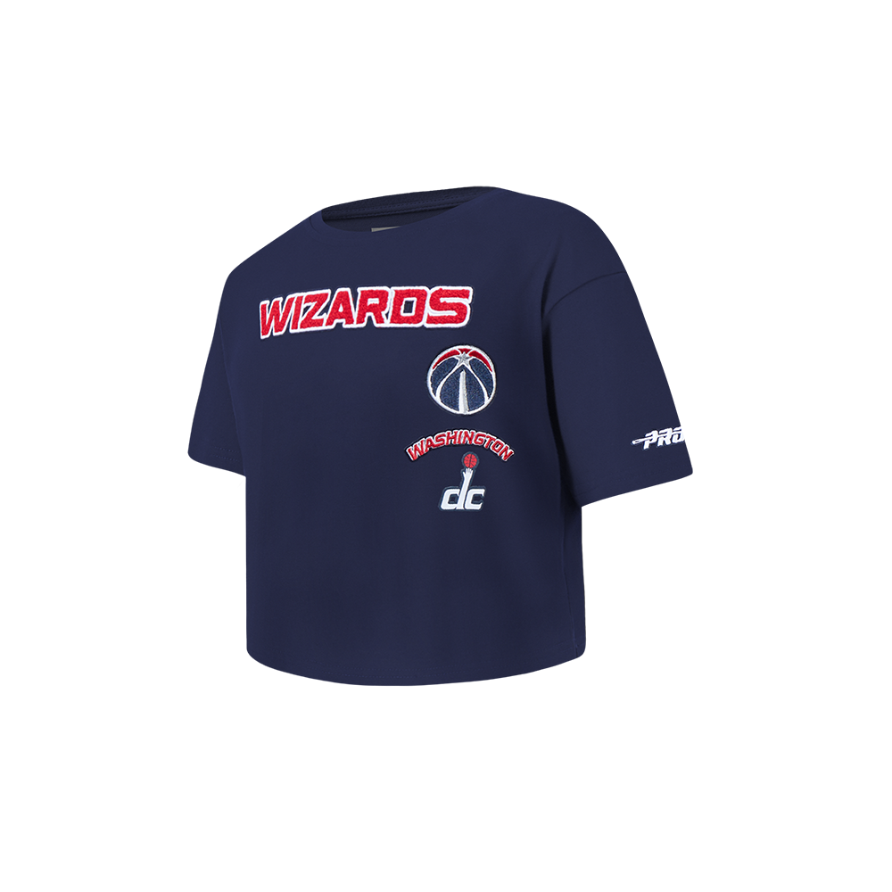 NBA WASHINGTON WIZARDS RETRO CLASSIC T-SHIRT À COUPE CARRÉE À MANCHES COURTES POUR FILLE BAMBIN (MARINE MINUIT)