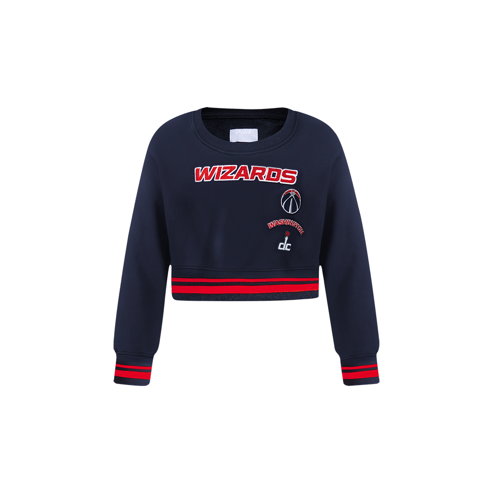 NBA WASHINGTON WIZARDS RETRO CLASSIC CHANDAIL À COL ROND EN MOLLETON CÔTELÉ POUR FILLE BAMBIN (MARINE MINUIT/ROUGE/MARINE MINUIT)