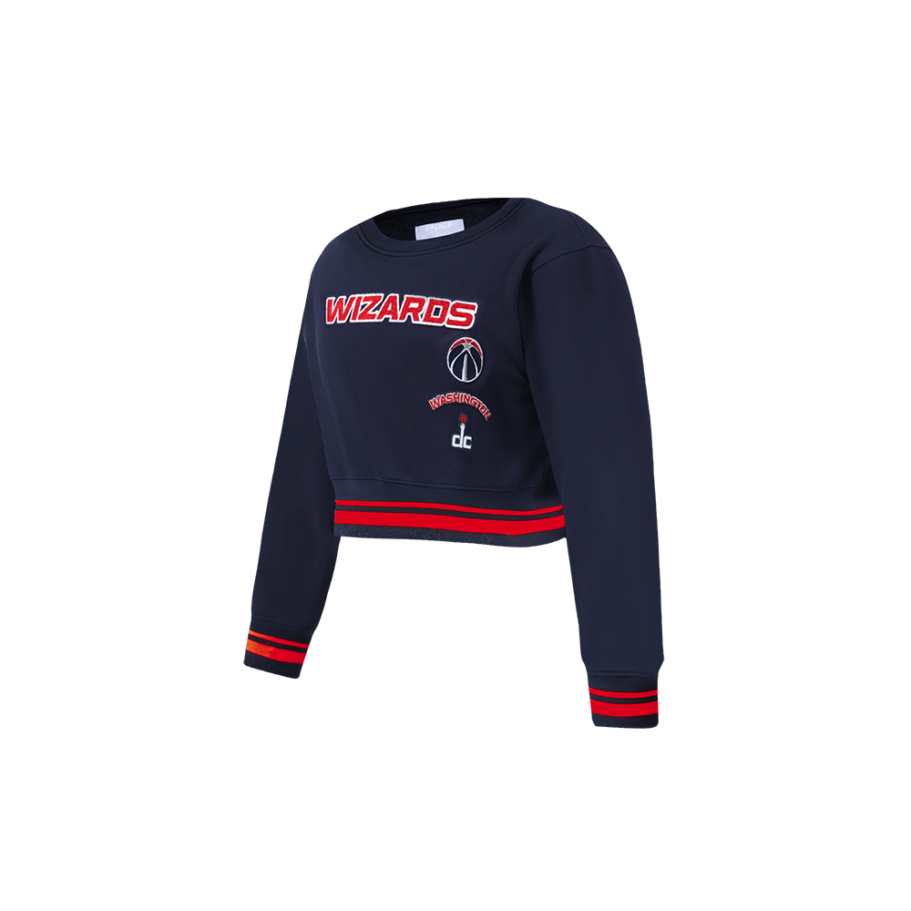 NBA WASHINGTON WIZARDS RETRO CLASSIC CHANDAIL À COL ROND EN MOLLETON CÔTELÉ POUR FILLE BAMBIN (MARINE MINUIT/ROUGE/MARINE MINUIT)
