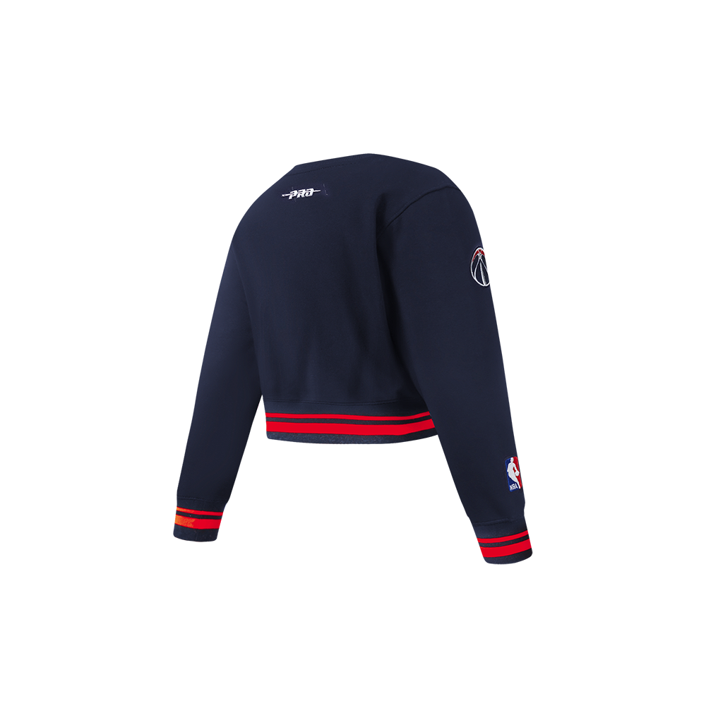NBA WASHINGTON WIZARDS RETRO CLASSIC CHANDAIL À COL ROND EN MOLLETON CÔTELÉ POUR FILLE BAMBIN (MARINE MINUIT/ROUGE/MARINE MINUIT)