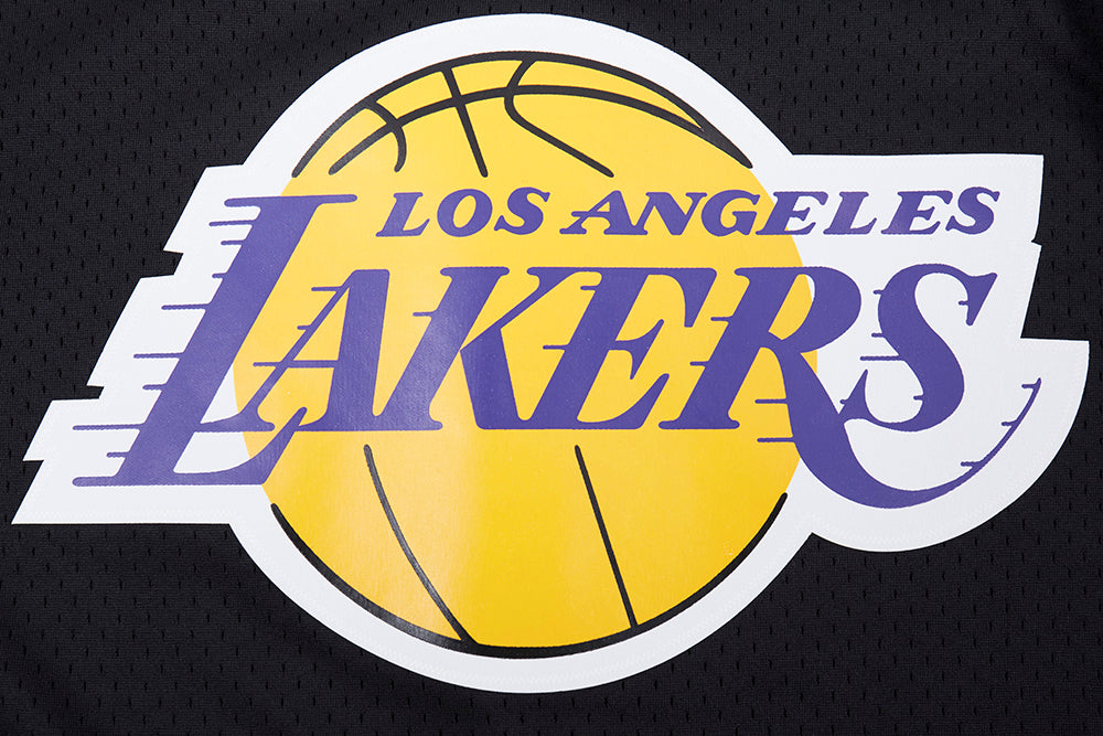 NBA LOS ANGELES LAKERS SCRIPT TAIL MEN'S MESH BUTTON DOWN SHIRT (BLACK/PURPLE)