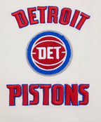 NBA DETROIT PISTONS RETRO CLASSIC BLOUSON COLLÉGIAL EN LAINE À BORDS CÔTELÉS POUR FEMME (COQUILLE D'ŒUF/BLEU ROYAL)