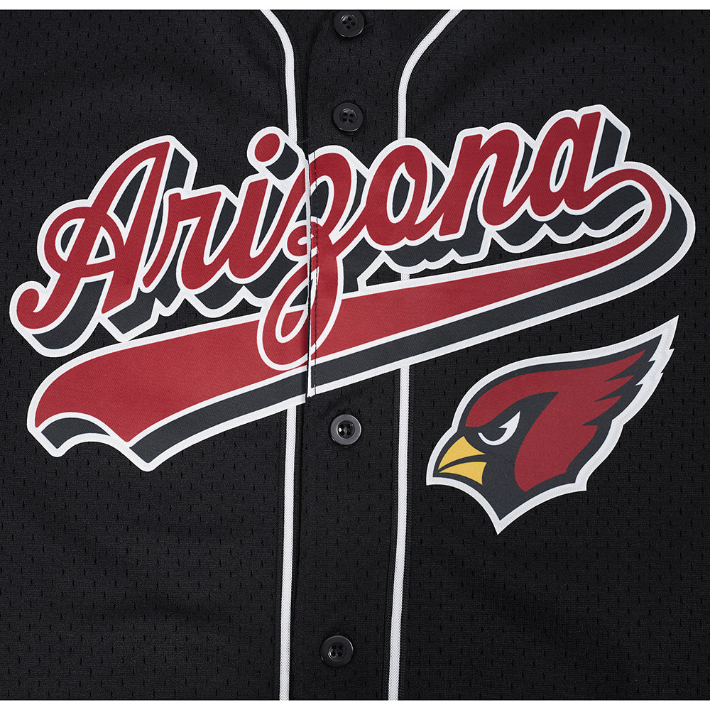 NFL ARIZONA CARDINALS SCRIPT TAIL CHEMISE BOUTONNÉE EN FILET POUR HOMME (NOIR)