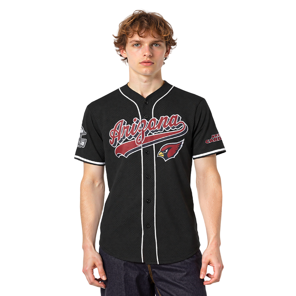 NFL ARIZONA CARDINALS SCRIPT TAIL CHEMISE BOUTONNÉE EN FILET POUR HOMME (NOIR)