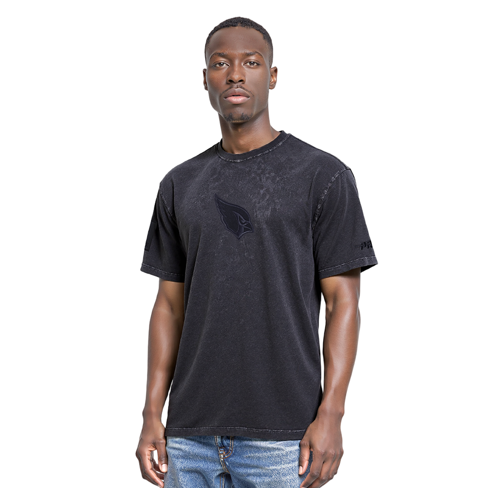NFL ARIZONA CARDINALS WASHED CLASSIC T-SHIRT EN JERSEY DE COTON DÉLAVÉ À L'ENZYME À ÉPAULES TOMBANTES POUR HOMME (NOIR DÉLAVÉ)