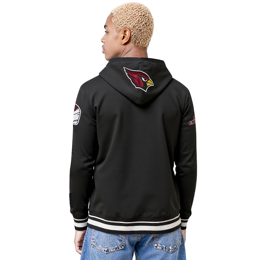 NFL ARIZONA CARDINALS SCRIPT TAIL MEN'S RIB FLC PO HOODIE (BLACK)